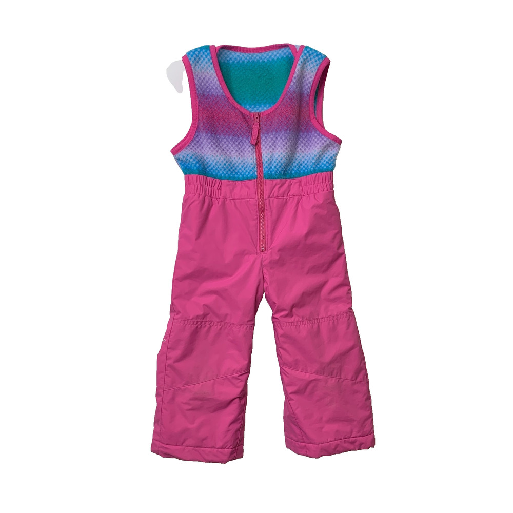 Columbia Bib Girls Toddler 3T Pink Fleece Mixed Media Fleece Winter Outdoor Play